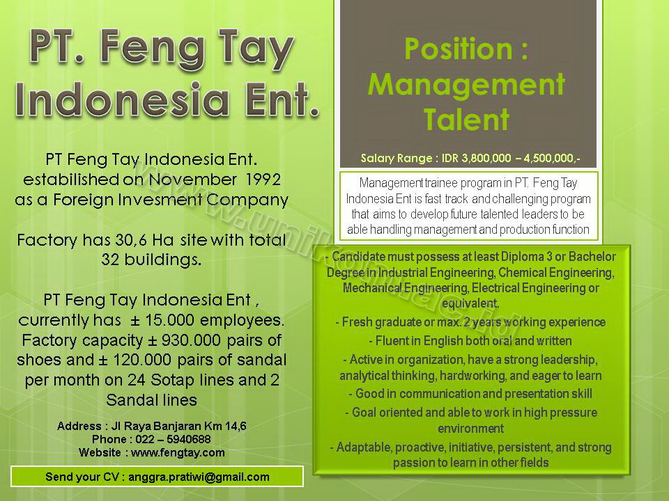 Recruiting - Join Us-Feng Tay Enterprises Co., Ltd.